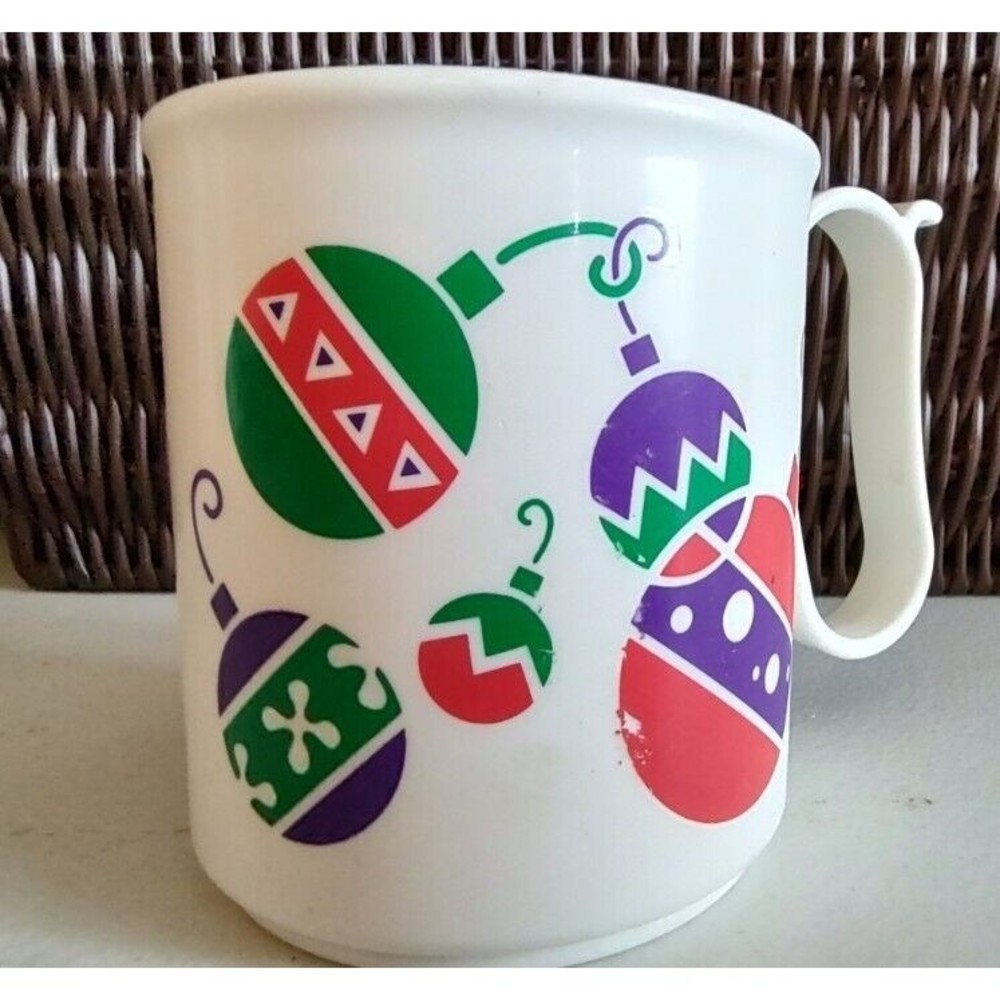 Vintage Tupperware Plastic Mug Cup Retro Christmas Ornaments